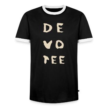 Dark Wave Electro Pop dm – Scène des années 80 - T-shirt contrasté Homme - noir/blanc - Devant - AI Model Female 172 light (172cm) & AI Model Male 178 light (178cm)
