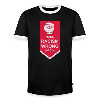 Rendre le racisme répréhensible - T-shirt contrasté Homme - noir/blanc - Devant - AI Model Female 172 light (172cm) & AI Model Male 178 light (178cm)