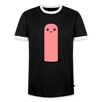 worm - Men's Ringer Shirt - black/white - Front - AI Model Female 172 light (172cm) & AI Model Male 178 light (178cm)