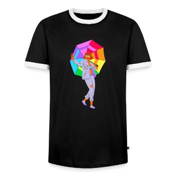 Lgbtq Women Flag LGBTQ - Men's Ringer Shirt - black/white - Front - AI Model Female 172 light (172cm) & AI Model Male 178 light (178cm)