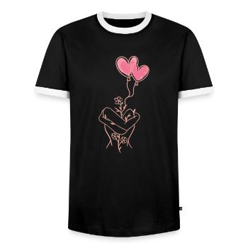 Inner peace - Men's Ringer Shirt - black/white - Front - AI Model Female 172 light (172cm) & AI Model Male 178 light (178cm)