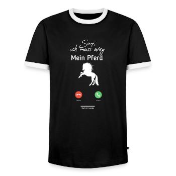 Sorry, mein Pferd ruft an - Männer Kontrast-T-Shirt - Schwarz/Weiß - Vorne - AI Model Female 172 light (172cm) & AI Model Male 178 light (178cm)