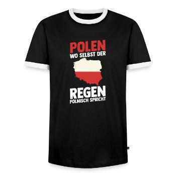 Pole Polish Poland - Men's Ringer Shirt - black/white - Front - AI Model Female 172 light (172cm) & AI Model Male 178 light (178cm)