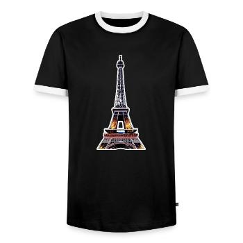Eiffel tower #19 - T-shirt contrasté Homme - noir/blanc - Devant - AI Model Female 172 light (172cm) & AI Model Male 178 light (178cm)