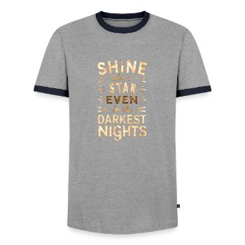 Shine Like a Star, Even in the Darkest Nights - Men's Ringer Shirt - grey/navy  - Front - AI Model Female 172 light (172cm) & AI Model Male 178 light (178cm)