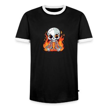 Squelette de feu - T-shirt contrasté Homme - noir/blanc - Devant - AI Model Female 172 light (172cm) & AI Model Male 178 light (178cm)