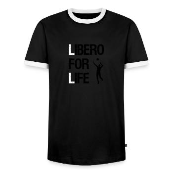 Libero for Life - Männer Kontrast-T-Shirt - Schwarz/Weiß - Vorne - AI Model Female 172 light (172cm) & AI Model Male 178 light (178cm)