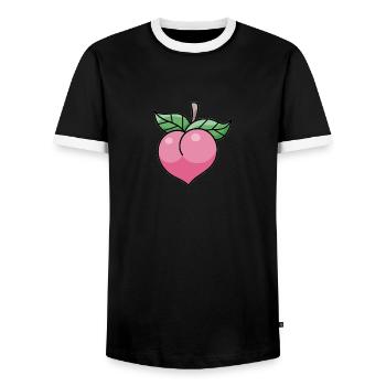 Pêche rose - T-shirt contrasté Homme - noir/blanc - Devant - AI Model Female 172 light (172cm) & AI Model Male 178 light (178cm)