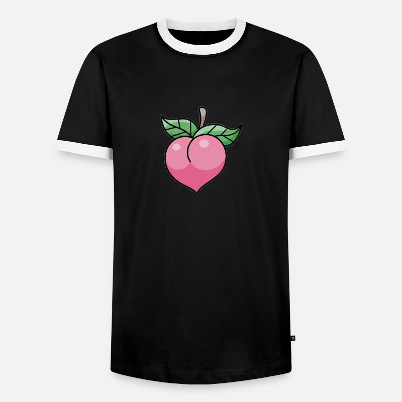 Pink Peach - Men's Ringer Shirt - black/white
