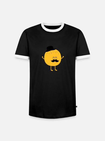 Funny Orange with Mustache - Men's Ringer Shirt - black/white