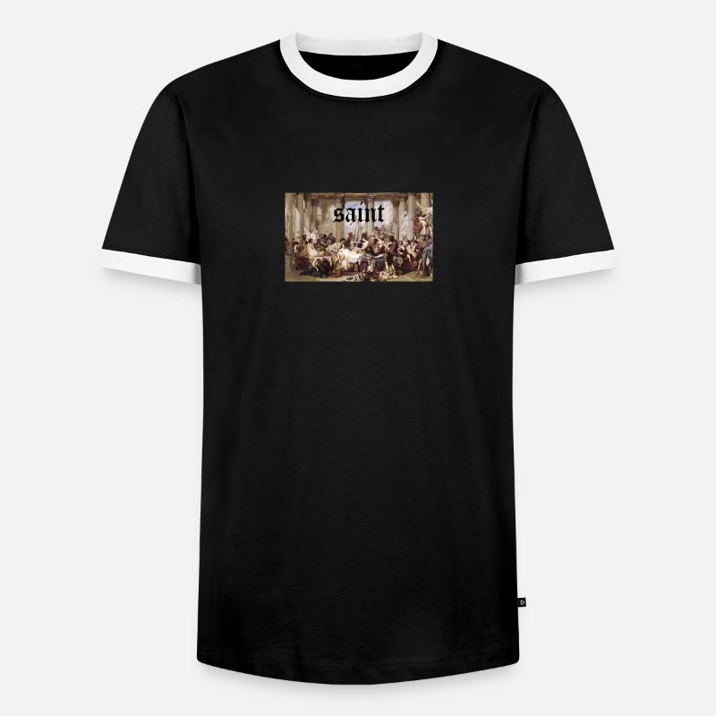 saint - Men's Ringer Shirt - black/white