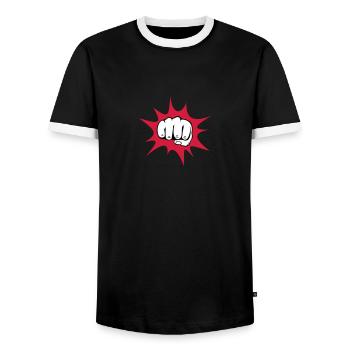 Faust - Männer Kontrast-T-Shirt - Schwarz/Weiß - Vorne - AI Model Female 172 light (172cm) & AI Model Male 178 light (178cm)