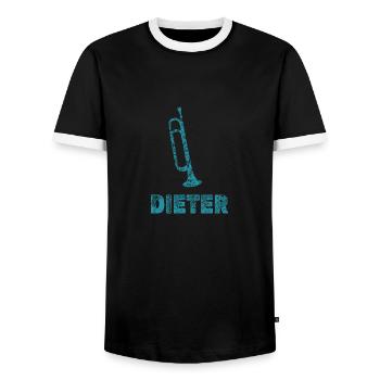 Blasmusik Dieter - Männer Kontrast-T-Shirt - Schwarz/Weiß - Vorne - AI Model Female 172 light (172cm) & AI Model Male 178 light (178cm)