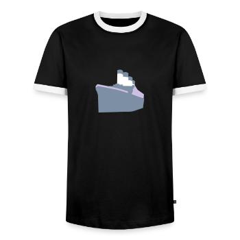 Liner vecteur océan - T-shirt contrasté Homme - noir/blanc - Devant - AI Model Female 172 light (172cm) & AI Model Male 178 light (178cm)