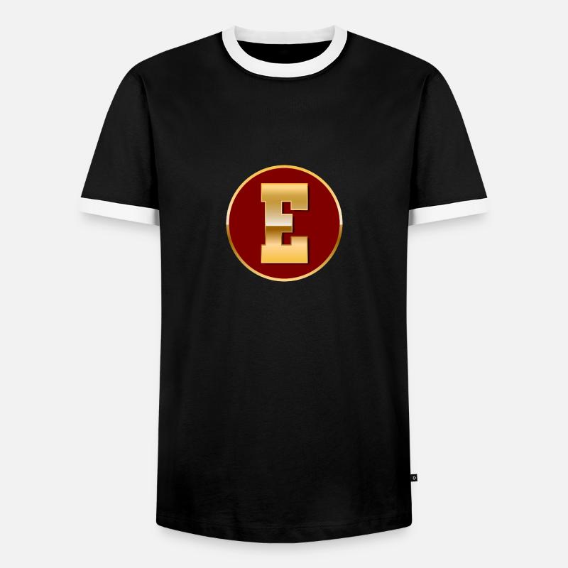 Buchstabe E - Männer Kontrast-T-Shirt - Schwarz/Weiß