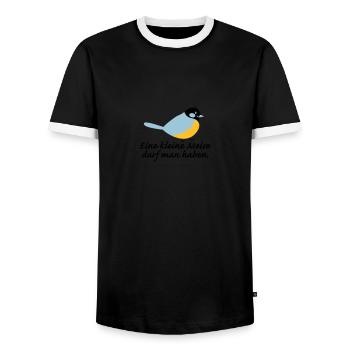kleine Meise - Männer Kontrast-T-Shirt - Schwarz/Weiß - Vorne - AI Model Female 172 light (172cm) & AI Model Male 178 light (178cm)