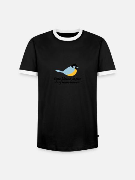 kleine Meise - Männer Kontrast-T-Shirt - Schwarz/Weiß