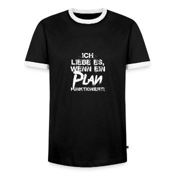 Ich Liebe Es Wenn ein Plan funktioniert 2 - Männer Kontrast-T-Shirt - Schwarz/Weiß - Vorne - AI Model Female 172 light (172cm) & AI Model Male 178 light (178cm)