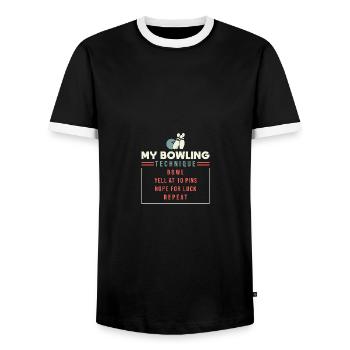 My Bowling Technique - Bowling - Männer Kontrast-T-Shirt - Schwarz/Weiß - Vorne - AI Model Female 172 light (172cm) & AI Model Male 178 light (178cm)