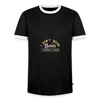 I Don't Wear Bows I Shoot Them - Männer Kontrast-T-Shirt - Schwarz/Weiß - Vorne - AI Model Female 172 light (172cm) & AI Model Male 178 light (178cm)