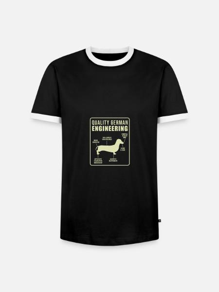 Quality German Engineering Daschund - Männer Kontrast-T-Shirt - Schwarz/Weiß