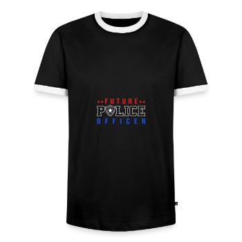 Future Police Officer - Männer Kontrast-T-Shirt - Schwarz/Weiß - Vorne - AI Model Female 172 light (172cm) & AI Model Male 178 light (178cm)