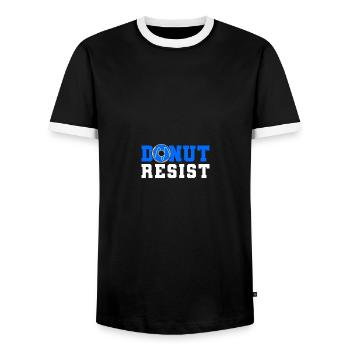 Police Officer - Donut Resist - Männer Kontrast-T-Shirt - Schwarz/Weiß - Vorne - AI Model Female 172 light (172cm) & AI Model Male 178 light (178cm)