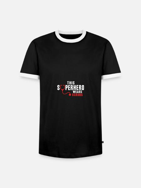 This Superhero Wears Scrubs - Männer Kontrast-T-Shirt - Schwarz/Weiß