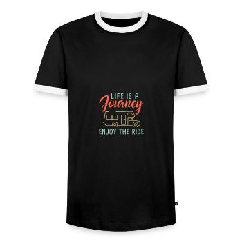 Life is a Journey Enjoy the Ride Motorhome Camping - Männer Kontrast-T-Shirt - Schwarz/Weiß - Vorne - AI Model Female 172 light (172cm) & AI Model Male 178 light (178cm)