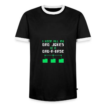 I Keep All My Dad Jokes in A Dad-A-Base - Männer Kontrast-T-Shirt - Schwarz/Weiß - Vorne - AI Model Female 172 light (172cm) & AI Model Male 178 light (178cm)