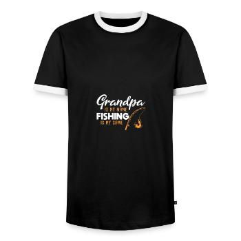 Grandpa is My Name Fishing is My Game - Männer Kontrast-T-Shirt - Schwarz/Weiß - Vorne - AI Model Female 172 light (172cm) & AI Model Male 178 light (178cm)