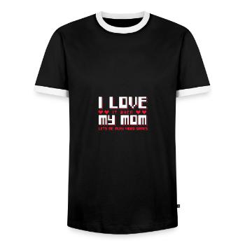 I Love My Mom - Gaming - Männer Kontrast-T-Shirt - Schwarz/Weiß - Vorne - AI Model Female 172 light (172cm) & AI Model Male 178 light (178cm)