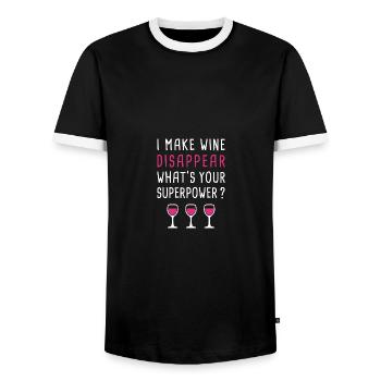 I Make Wine Disappear - Wine Drinking Lover - Männer Kontrast-T-Shirt - Schwarz/Weiß - Vorne - AI Model Female 172 light (172cm) & AI Model Male 178 light (178cm)