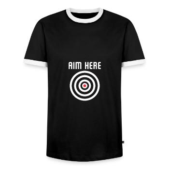 Bullseye Target Aim Here Darts Players Shooting - Männer Kontrast-T-Shirt - Schwarz/Weiß - Vorne - AI Model Female 172 light (172cm) & AI Model Male 178 light (178cm)