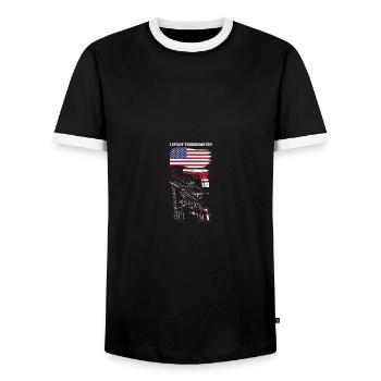 I Study Triggernometry USA American Flag 2nd - Männer Kontrast-T-Shirt - Schwarz/Weiß - Vorne - AI Model Female 172 light (172cm) & AI Model Male 178 light (178cm)