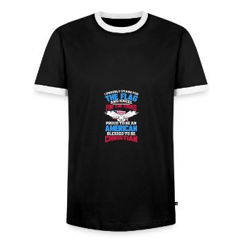 Stand for the Flag Kneel for the Cross American - Männer Kontrast-T-Shirt - Schwarz/Weiß - Vorne - AI Model Female 172 light (172cm) & AI Model Male 178 light (178cm)