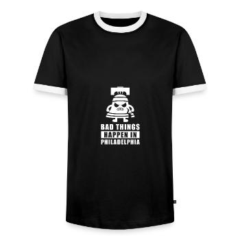 Bad Things Happen in Philadelphia Liberty Bell - Männer Kontrast-T-Shirt - Schwarz/Weiß - Vorne - AI Model Female 172 light (172cm) & AI Model Male 178 light (178cm)