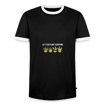 Let´s Go Plant Shopping - Plants Ladies - Männer Kontrast-T-Shirt - Schwarz/Weiß - Vorne - AI Model Female 172 light (172cm) & AI Model Male 178 light (178cm)