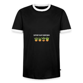 Support Plant Parenthood - Plant Lady - Männer Kontrast-T-Shirt - Schwarz/Weiß - Vorne - AI Model Female 172 light (172cm) & AI Model Male 178 light (178cm)