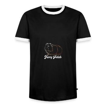 Furry Potato - Männer Kontrast-T-Shirt - Schwarz/Weiß - Vorne - AI Model Female 172 light (172cm) & AI Model Male 178 light (178cm)