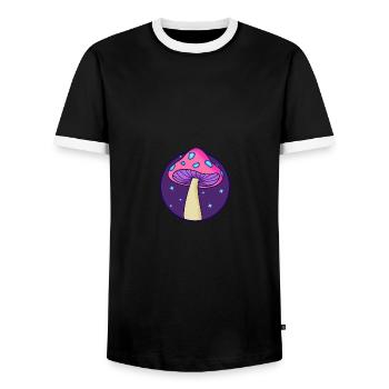 Magic Mushroom LSD Space Shroom Drug - Männer Kontrast-T-Shirt - Schwarz/Weiß - Vorne - AI Model Female 172 light (172cm) & AI Model Male 178 light (178cm)