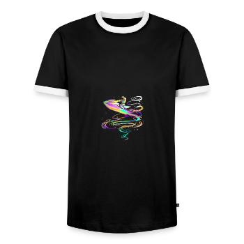 Spaceship to Earth - Psychedelic Astronaut - Männer Kontrast-T-Shirt - Schwarz/Weiß - Vorne - AI Model Female 172 light (172cm) & AI Model Male 178 light (178cm)