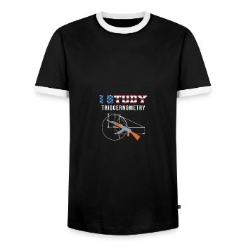 I Study Triggernometry - Gun Lover - Männer Kontrast-T-Shirt - Schwarz/Weiß - Vorne - AI Model Female 172 light (172cm) & AI Model Male 178 light (178cm)