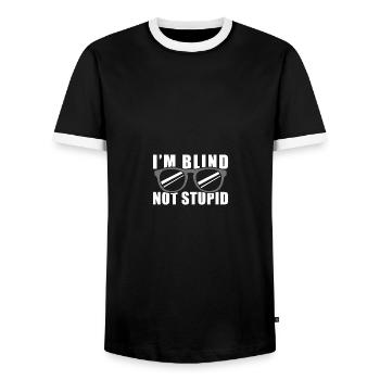 I'm Blind Not Stupid - Männer Kontrast-T-Shirt - Schwarz/Weiß - Vorne - AI Model Female 172 light (172cm) & AI Model Male 178 light (178cm)