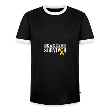 Cancer Survivor Ribbon - Männer Kontrast-T-Shirt - Schwarz/Weiß - Vorne - AI Model Female 172 light (172cm) & AI Model Male 178 light (178cm)