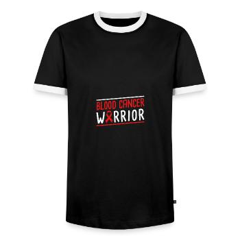 Blood Cancer Warrior Red Ribbon - Männer Kontrast-T-Shirt - Schwarz/Weiß - Vorne - AI Model Female 172 light (172cm) & AI Model Male 178 light (178cm)