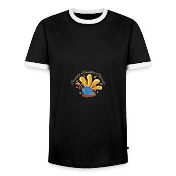 Grateful Thankful Blessed Turkey Thanksgiving Art - Männer Kontrast-T-Shirt - Schwarz/Weiß - Vorne - AI Model Female 172 light (172cm) & AI Model Male 178 light (178cm)