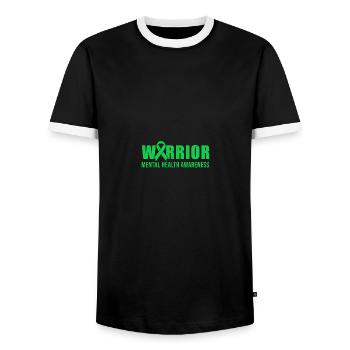 Mental Health Warrior Green Ribbon - Männer Kontrast-T-Shirt - Schwarz/Weiß - Vorne - AI Model Female 172 light (172cm) & AI Model Male 178 light (178cm)