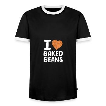I Love Baked Beans - Männer Kontrast-T-Shirt - Schwarz/Weiß - Vorne - AI Model Female 172 light (172cm) & AI Model Male 178 light (178cm)