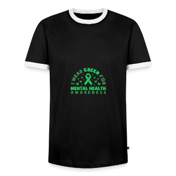 I Wear Green For Mental Health Awareness Month - Männer Kontrast-T-Shirt - Schwarz/Weiß - Vorne - AI Model Female 172 light (172cm) & AI Model Male 178 light (178cm)
